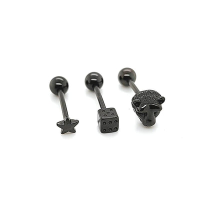 14G Barbell, Casting Designs-Black Steel