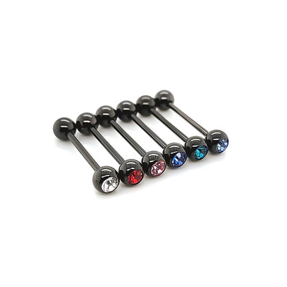 14G Jeweled Barbell-Black Steel