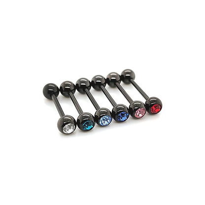 14G Jeweled Barbell-Black Steel