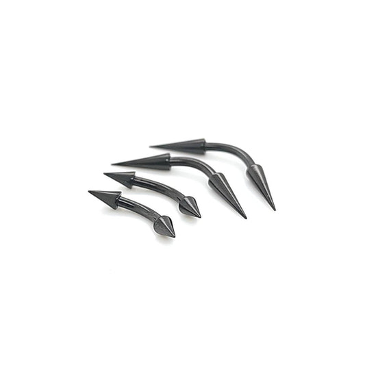 14G Eyebrow, Long Cone-Black Steel