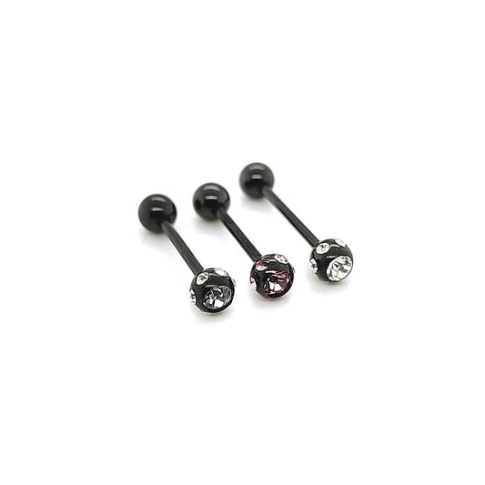 14G Multi Gem Barbell-Black Steel