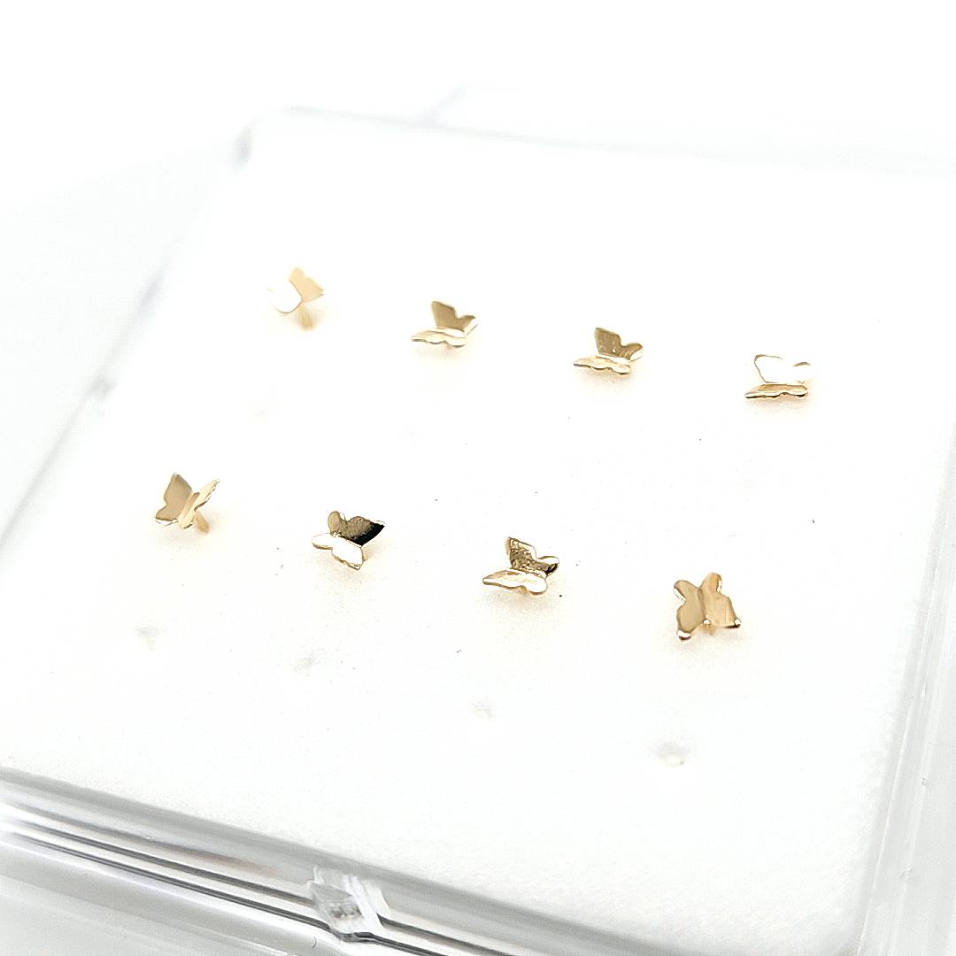 14K Gold- 22G Butterfly Nose Stud