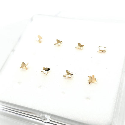 14K Gold- 22G Butterfly Nose Stud