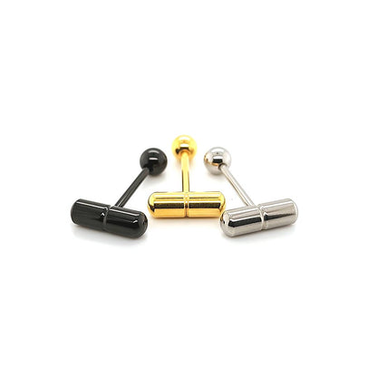 14G Barbell, Capsule-Black Steel