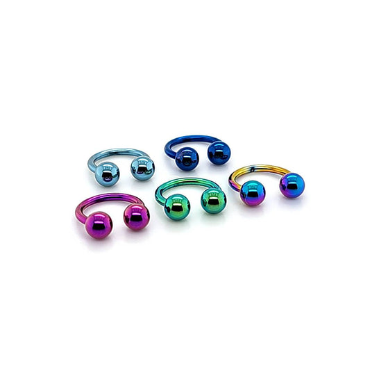 16G CBB Horseshoe, 4mm Ball-Color Steel