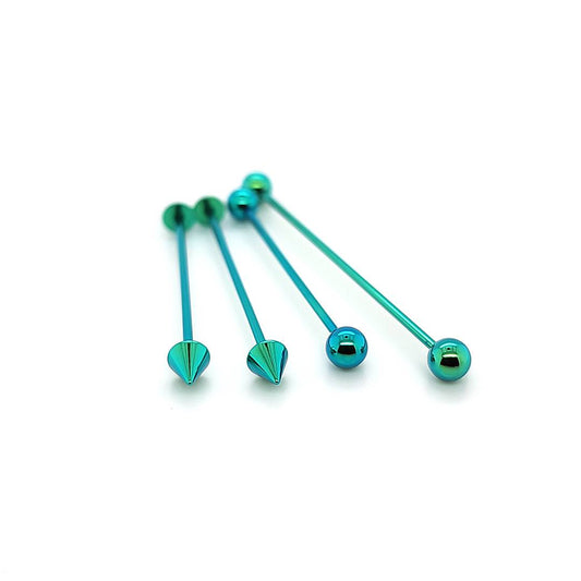 16G Industrial Barbell, Green-Color Steel