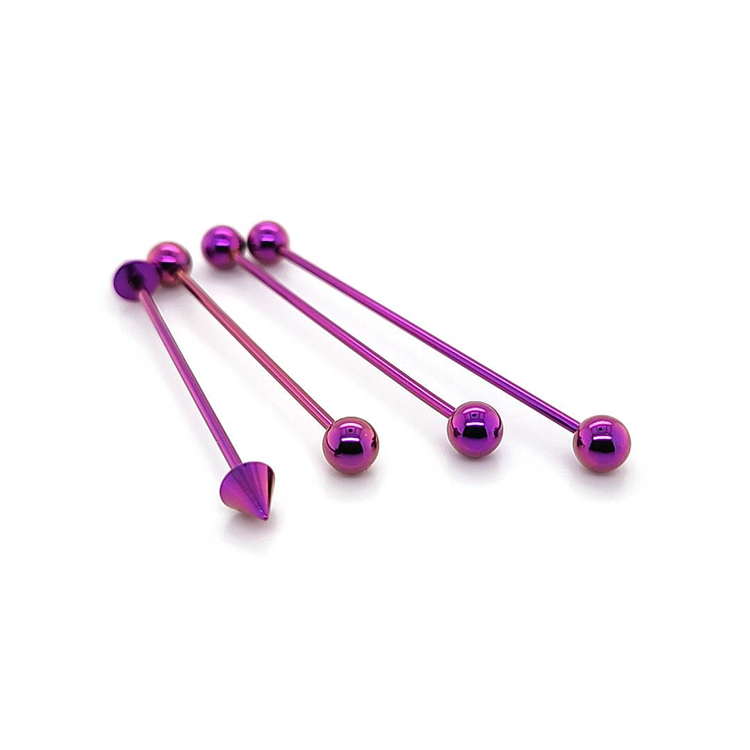 16G Industrial Barbell, Purple-Color Steel