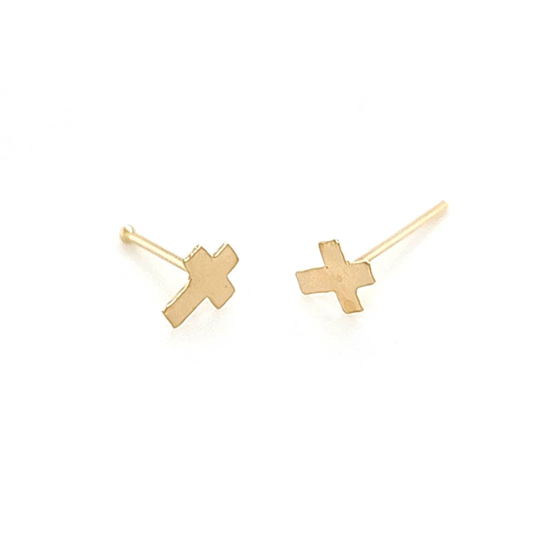 14K Gold- 22G Cross Nose Stud