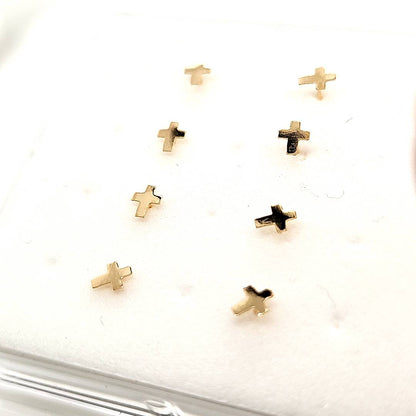 14K Gold- 22G Cross Nose Stud