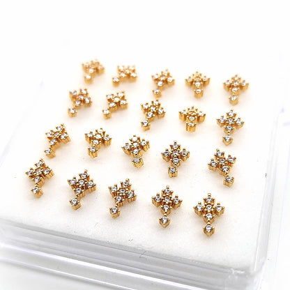 925.Sterling Silver-CZ Cross Nosestud, 20pc. Box