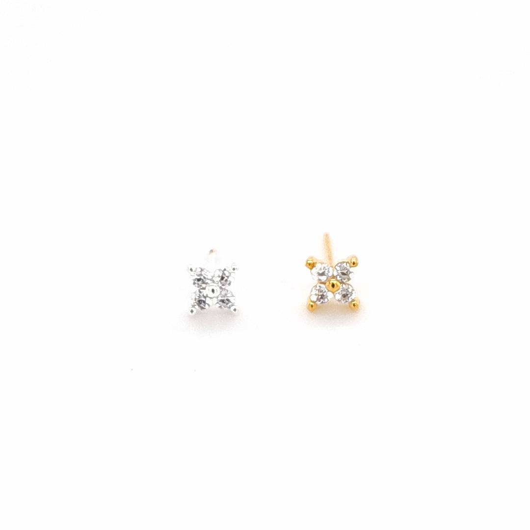 925.Sterling Silver-CZ Clover Nosestud, 20pc. Box