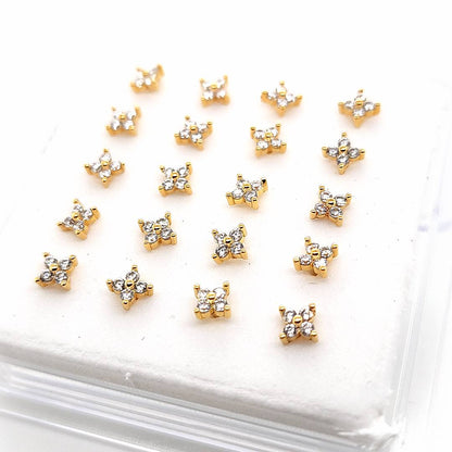 925.Sterling Silver-CZ Clover Nosestud, 20pc. Box