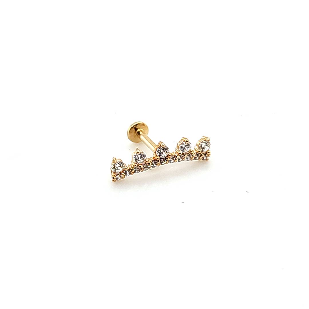 14K Gold- 18g/16g Crown Labret