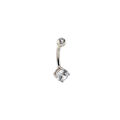 14K Gold- 14G CZ Ball Top Navel Ring