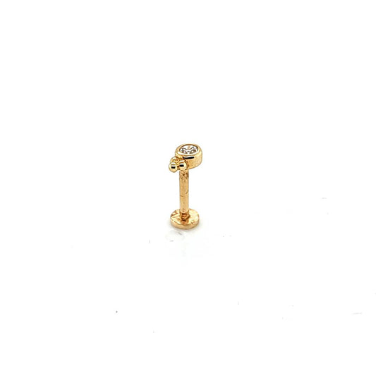 14K Gold- 18g CZ w/3 Ball Labret