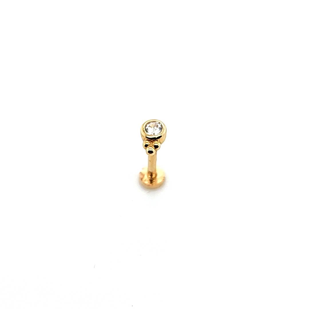 14K Gold- 18g CZ w/3 Ball Labret