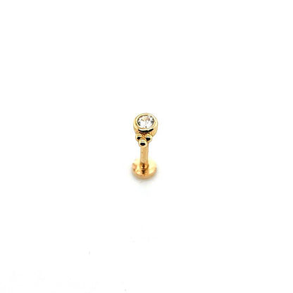 14K Gold- 18g CZ w/3 Ball Labret