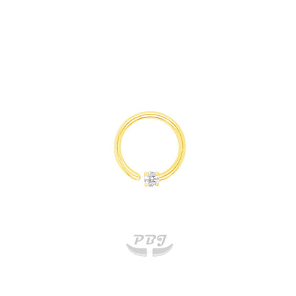 14K Gold- 18G Captive CZ Hoop