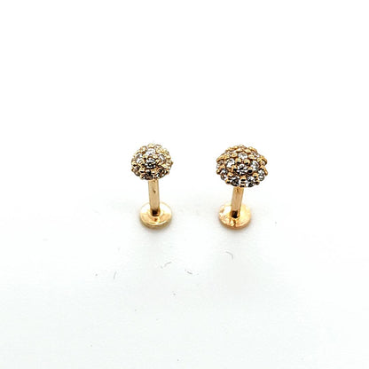 14K Gold- 18g/16g CZ Dome Labret