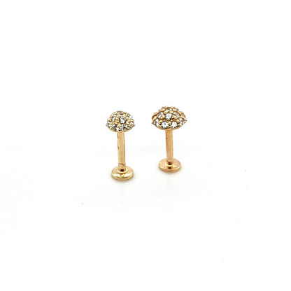 14K Gold- 18g/16g CZ Dome Labret