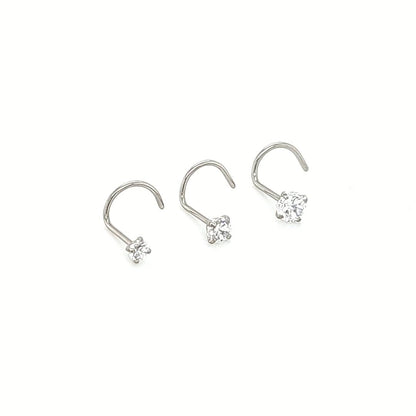 22G CZ Nose Screw-316L S. Steel/Gold Steel