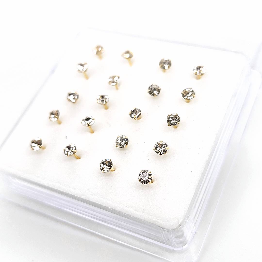 925.Sterling Silver-4 Size CZ set Nosestud, 20pc. Box