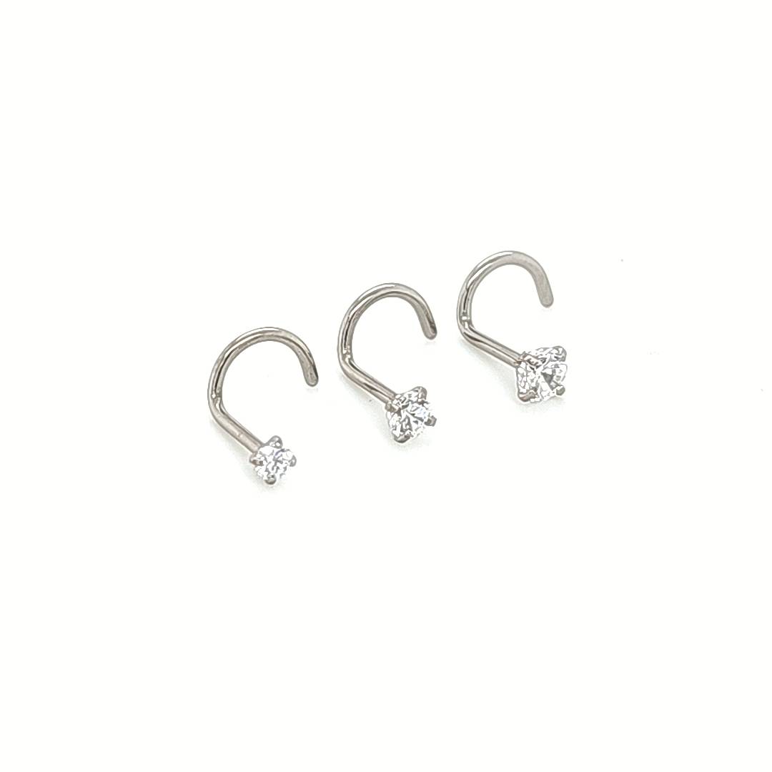 20G CZ Nose Screw-316L S. Steel/Gold Steel