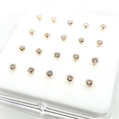 14K Gold- 22G CZ Set Nose Stud-5 Sizes CZ