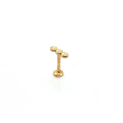 14K Gold- 18g 3 Reflective Circles Line Labret