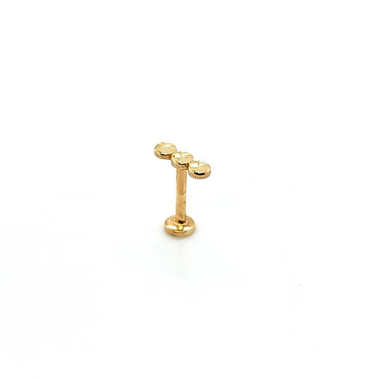 14K Gold- 18g 3 Reflective Circles Line Labret