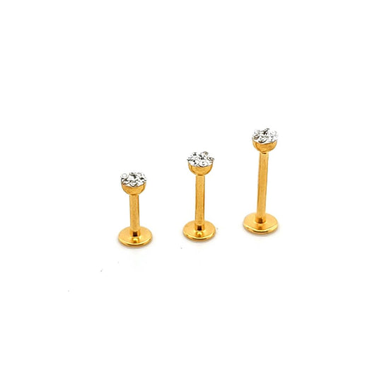 16G Labret, Top Ferido- Gold Steel