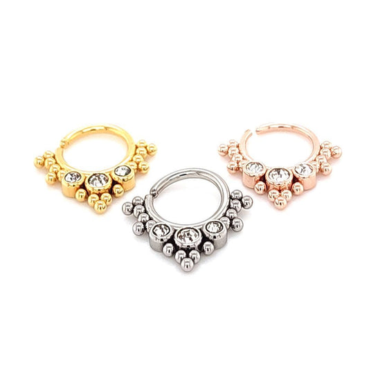 18G Septum, 3 Big Gem, Flexible- 316L S. Steel