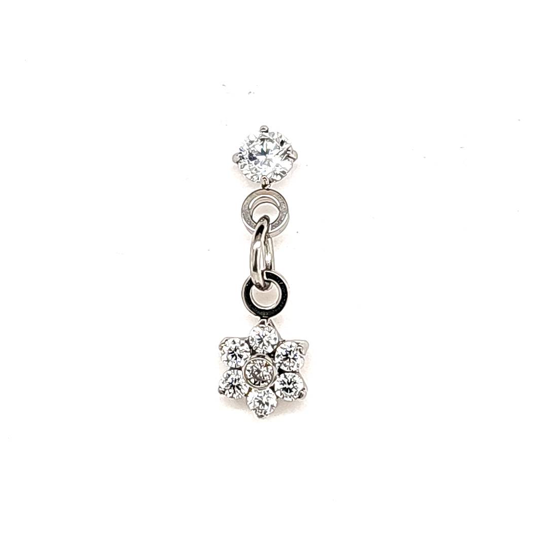 18g Labret- Casting CZ Flower Dangle- 316L S. Steel
