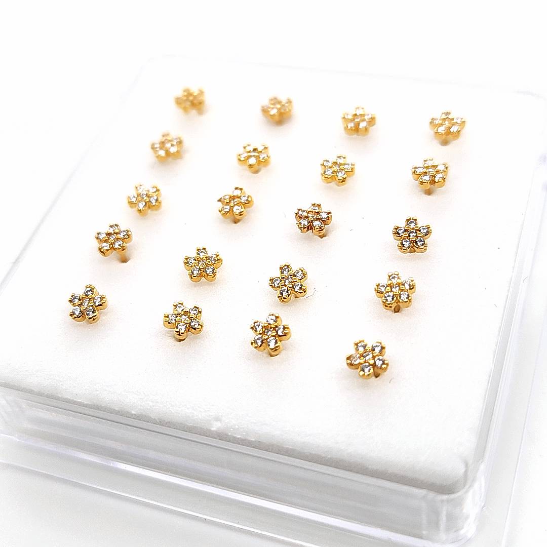 925.Sterling Silver-CZ Flower Nosestud, 20pc. Box