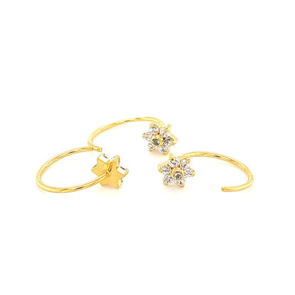 20G Nose Hoop, Flower CZ Set Flexible-Gold Steel