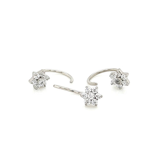 20G Nose Hoop, Flower CZ Set Flexible-316L S. Steel