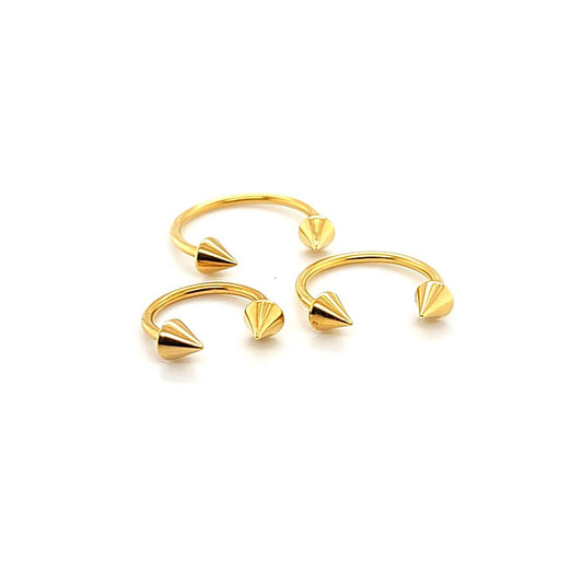 16G CBB Horseshoe, Medium Size Cone-Gold Steel