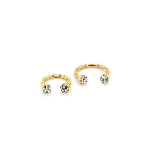 16G CBB Horseshoe, Top Ferido Ball-Gold Steel