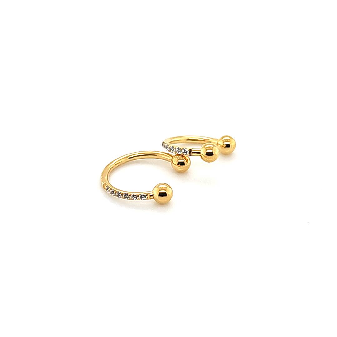 16G CBB Horseshoe, Side CZ-Gold Steel