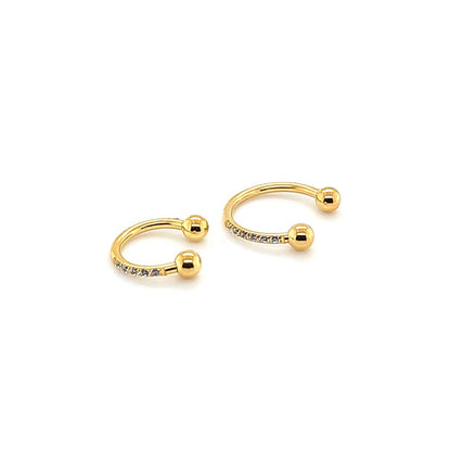 16G CBB Horseshoe, Side CZ-Gold Steel