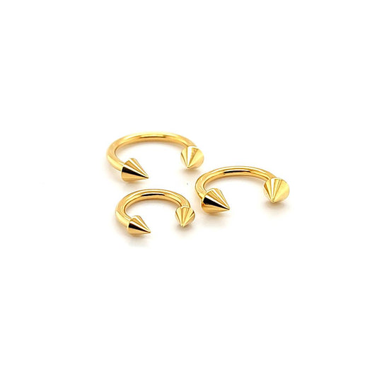 14G CBB Horseshoe, Cone-Gold Steel