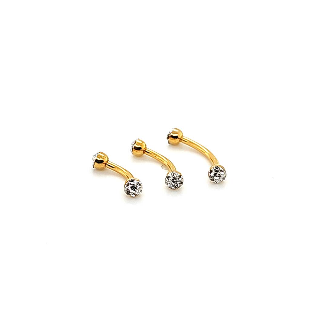 16G Eyebrow, Top Ferido-Gold Steel