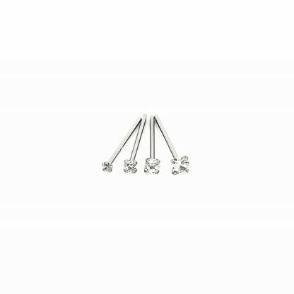 20G Nose Stud, CZ Prong Set Fishtail-316L S. Steel