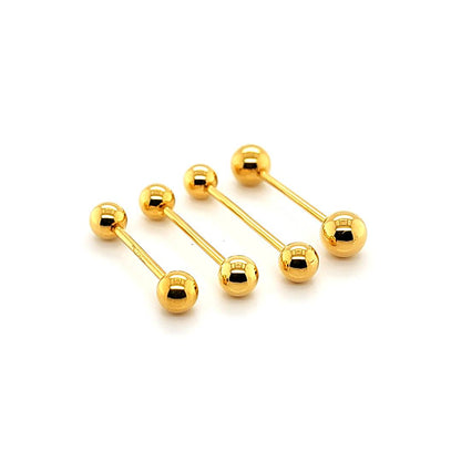 16G 5mm & 6mm Ball Barbell-Gold Steel