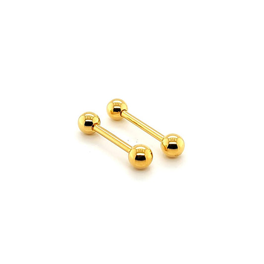 14G Nipple Barbell, Gold Steel