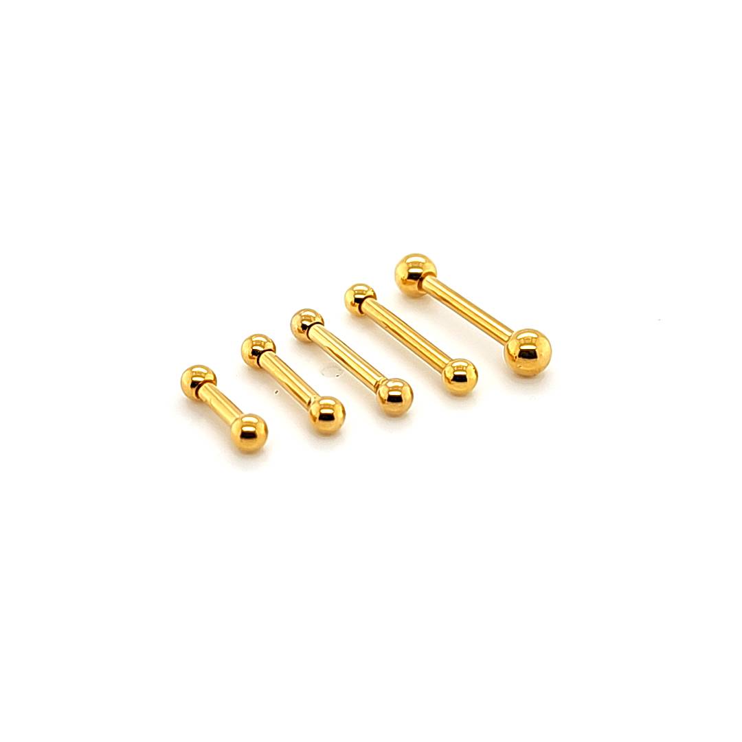 14G Short Barbell-Gold Steel