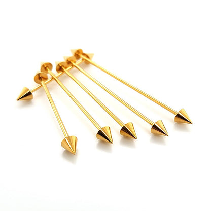 16G Industrial Barbell, Cone-Gold Steel