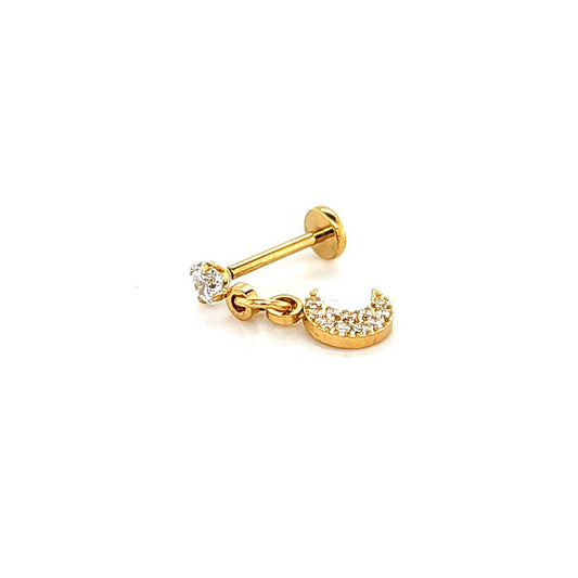 18G Labret- Moon CZ Dangle