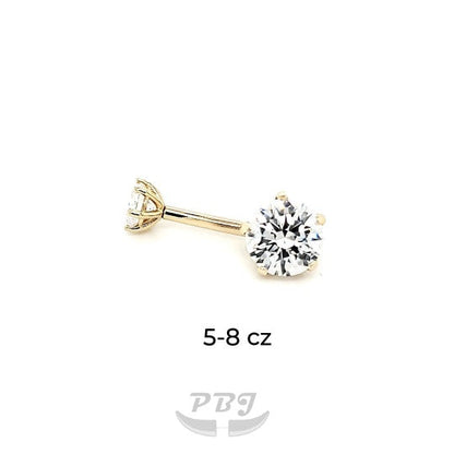 14K Gold 14g*5/8 cz Belly Ring