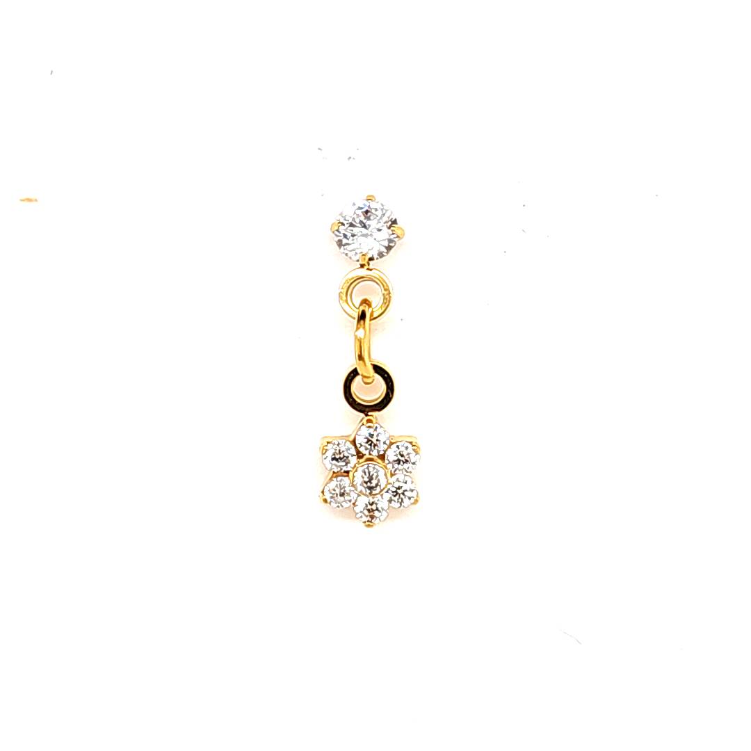 18G Labret- Casting CZ Flower Dangle- Gold Steel